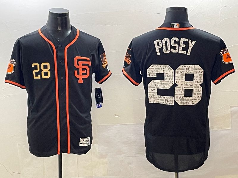 Men San Francisco Giants #28 Posey Black Fashion Elite 2025 Nike MLB Jersey style 5
